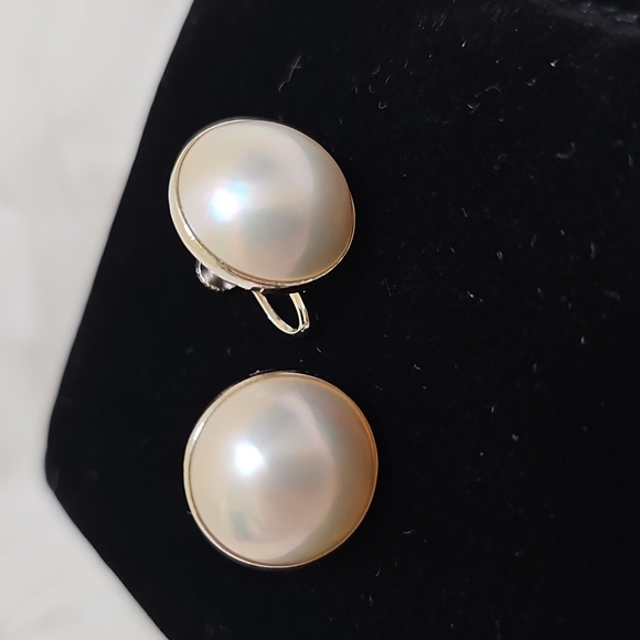 Vintage 14K White Gold MABE PEARL NON-PIERCED EARRINGS - Picture 15 of 17